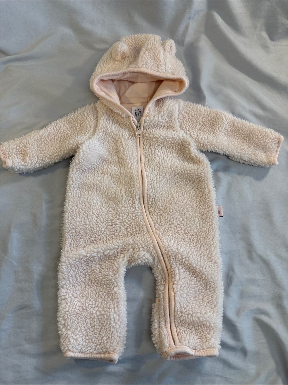 GAP Light Pink Sherpa Hooded Baby One-Piece with Ears